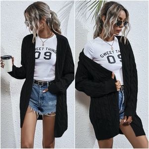 Bow Pattern Textured Open Front Baggy Cardigan main image 0